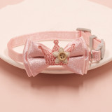 Pet collars, fairy pink lace bows, hanging beads, cat collars, bells, pet supplies