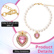 Cat Pearl Collar Necklace Princess Style Acrylic Love Water Diamond Pendant Cat Collar Lady Style Dog Neck Ring