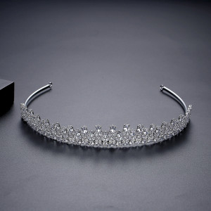 Hairband Copper with Zircon Crown Bridal Banquet Wedding Accessories Female