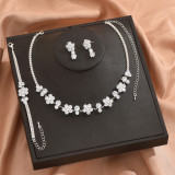 Bridal jewelry set with zircon inlay and multi-color matching, wedding necklace set with accessories