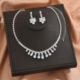 Bridal jewelry set with zircon inlay and multi-color matching, wedding necklace set with accessories