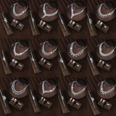 Four piece bridal set with copper micro inlaid zircon wedding accessories necklace, earrings, bracelet, ring, jewelry