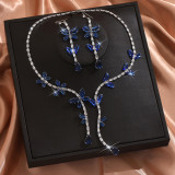 Bridal jewelry set with zircon inlay and multi-color matching, wedding necklace set with accessories