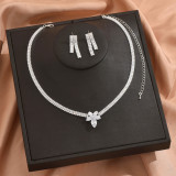 Bridal jewelry set with zircon inlay and multi-color matching, wedding necklace set with accessories