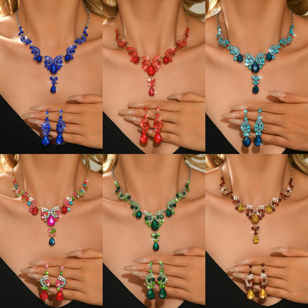 Bridal Accessories Wedding Dress Necklace Set Women's Water Diamond Head Accessories Dress Photography