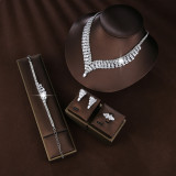 Four piece bridal set with copper micro inlaid zircon wedding accessories necklace, earrings, bracelet, ring, jewelry