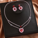 Bridal jewelry set with zircon inlay and multi-color matching, wedding necklace set with accessories