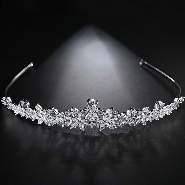 Copper inlaid zircon bridal banquet crown headband bridal headpiece