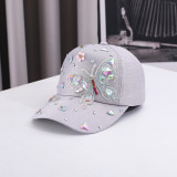 Women's Hats: Colorful Glass Rhinestone Baseball Cap Butterfly Sun Hat for Sun Protection