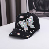Women's Hats: Colorful Glass Rhinestone Baseball Cap Butterfly Sun Hat for Sun Protection