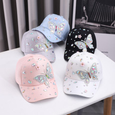 Women's Hats: Colorful Glass Rhinestone Baseball Cap Butterfly Sun Hat for Sun Protection