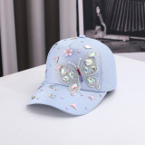 Women's Hats: Colorful Glass Rhinestone Baseball Cap Butterfly Sun Hat for Sun Protection