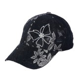 Breathable sun hat, sun protection baseball cap, lace rhinestone butterfly hat, children's mesh, breathable sun protection