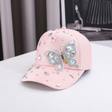 Women's Hats: Colorful Glass Rhinestone Baseball Cap Butterfly Sun Hat for Sun Protection