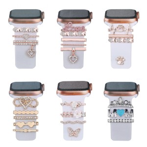 Diamond inlay is suitable for Apple Watch silicone strap decoration ring buckle Apple Watch strap
