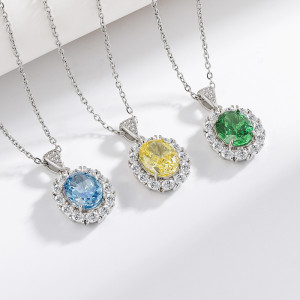 Ice Flower Cut Color Treasure Pigeon Egg Set High Carbon Diamond Ring Earnail Pendant Hand Jewelry