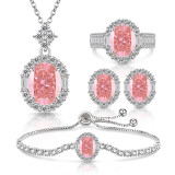 Caibao Ice Flower Cut Pigeon Egg Set Sparkling High Carbon Diamond Ring Women's Earnail Necklace Bracelet Pendant