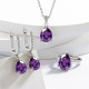 Amethyst pear shaped zircon earrings imitation 925 silver ear buckle ring necklace jewelry set