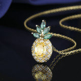 Copper plated K gold zircon jewelry luxury pineapple versatile set women's ring necklace earrings