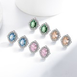Caibao Ice Flower Cut Pigeon Egg Set with High Carbon Diamond Ring, Earnail Pendant, Necklace, and Jewelry