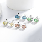 Caibao Ice Flower Cutting Swan Set, Plated with Genuine Gold, High Carbon Diamond Ring, Earnail Necklace, Pendant, Jewelry