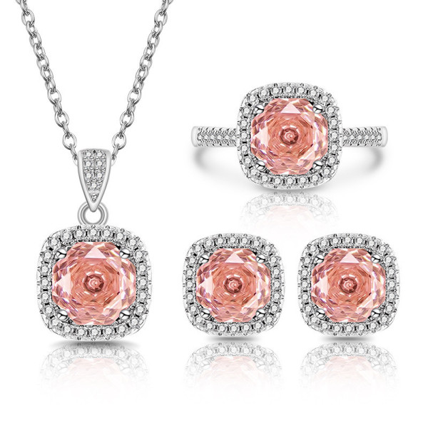 Millennium Rose Cut Princess Convenience Set Octagonal Ring Earnail Necklace