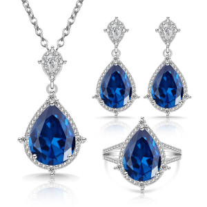 Natural gemstone set, high-end ring necklace, earrings, women's jewelry