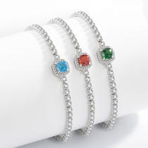 Caibao Ice Flower Cut Princess Square Bag Set High Carbon Diamond Ring Earnail Necklace Bracelet