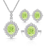 Caibao Ice Flower Cut Pigeon Egg Set with High Carbon Diamond Ring, Earnail Pendant, Necklace, and Jewelry