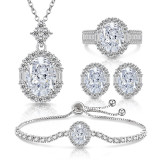 Caibao Ice Flower Cut Pigeon Egg Set Sparkling High Carbon Diamond Ring Women's Earnail Necklace Bracelet Pendant