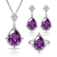 Natural gemstone set, high-end ring necklace, earrings, women's jewelry