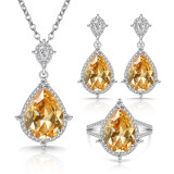 Natural gemstone set, high-end ring necklace, earrings, women's jewelry