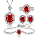 Caibao Ice Flower Cut Pigeon Egg Set Sparkling High Carbon Diamond Ring Women's Earnail Necklace Bracelet Pendant