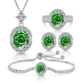 Caibao Ice Flower Cut Pigeon Egg Set Sparkling High Carbon Diamond Ring Women's Earnail Necklace Bracelet Pendant