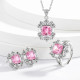 Caibao Square Set Asche Pink High Carbon Diamond Square Diamond Ring Earnail Pendant Necklace for Women