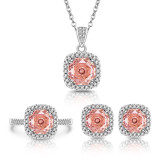 Millennium Rose Cut Princess Convenience Set Octagonal Ring Earnail Necklace