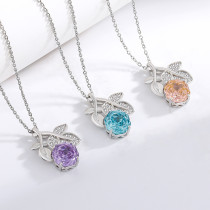 Caibao High Carbon Diamond Millennium Rose Cutting Ring Earnail Necklace Pendant Three Piece Jewelry Set