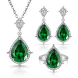 Natural gemstone set, high-end ring necklace, earrings, women's jewelry