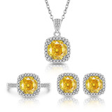 Millennium Rose Cut Princess Convenience Set Octagonal Ring Earnail Necklace