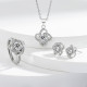Four leaf clover earrings inlaid with zircon craftsmanship, rotating lucky grass earrings necklace ring set