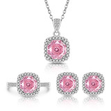 Millennium Rose Cut Princess Convenience Set Octagonal Ring Earnail Necklace
