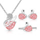 Caibao Ice Flower Cutting Swan Set, Plated with Genuine Gold, High Carbon Diamond Ring, Earnail Necklace, Pendant, Jewelry