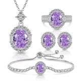 Caibao Ice Flower Cut Pigeon Egg Set Sparkling High Carbon Diamond Ring Women's Earnail Necklace Bracelet Pendant