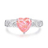 Papalacha powder S925 pure silver ring, women's pink high carbon diamond ring