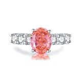 Papalacha powder S925 pure silver ring, women's pink high carbon diamond ring