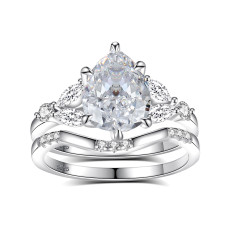 925 Silver Crown Bridal Set 2ct High Carbon Diamond Ring for Women