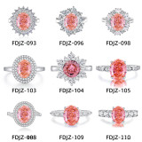 Papalacha powder S925 pure silver ring, women's pink high carbon diamond ring
