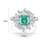 Original design s925 pure silver square green Paraiba ring wholesale high carbon diamond ring for women