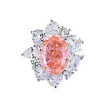 Papalacha powder S925 pure silver ring, women's pink high carbon diamond ring