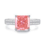 Papalacha powder S925 pure silver ring, women's pink high carbon diamond ring